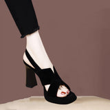 Coarse-Heeled Ladies Sandals 2025 Summer New Temperament Thick-Soled Waterproof Table Behind The Black Word With High Heels Women's Shoes HZ0115