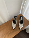 Design Sense Of Niche Bag Head Half Slippers Women Wear 2025 New Korean Version Of The Diamond Side Buckle Back Empty Single Shoes HZ0115