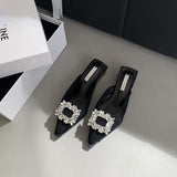 Design Sense Of Niche Bag Head Half Slippers Women Wear 2025 New Korean Version Of The Diamond Side Buckle Back Empty Single Shoes HZ0115
