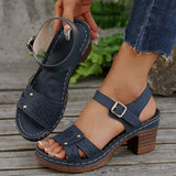2025 New One-Word With Slope Heel Sandals Women's Shoes Large Size Fish Mouth Slope And Thick-Soled Sandals HZ0115