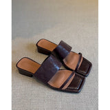 French Coarse-Head Half-Dragging Woman New Summer Wear Retro Beautiful Word Drag Roman Sandals Without Tired Feet HZ0115