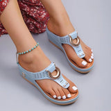 2025 Summer Women's Thick Bottom Slippers Large-Size Clip Toe Slope And Thick Bottom Slippers Round Head Wearing Slippers HZ0115
