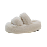 Large-Size Tide Slew Soft 7Cm External Wear Hairy Slippers Women Flat-Bottom One-Word Drag Autumn New Thick HZ0115