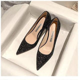 Wedding Shoes Women 2025 New Autumn Wedding Fine Heel High Heels Crystal Shoes Bridesmaids Bridal Shoes Winter Silver Glide HZ0115