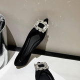 Flat-Soled Shoes Women In The Spring And Autumn Of 2025 New Pointed Light-Point Professional Shoes Drill Black Fashion Single Shoes HZ0115