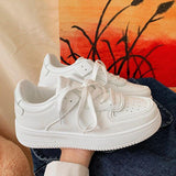 2025 New Board Shoes Korean Version Of The Hong Kong Style Retro White Tie With Thick-Soled College Wind Sports Small White Shoes Women HZ0115