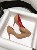 High-Heeled Women's Fine Heel On The Bed Of High-Heeled Shoes In The New Autumn Black Red Back 10 Cm Sexy Pointed Single Shoes In 2025 HZ0115