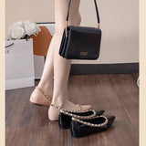 Mary Jane Small 5Cm High Rivet Tip Single Shoes Women 2025 New One-Legged Stubble Shoes HZ0115