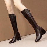 Coarse But Knee Boots Square Head 2025 New High-Heel High-Heel High-Heeling Boots Are Thin But Knee Boots HZ0115