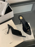 Fine Heel High Heels 2025 Summer New Folded Metal Buckle Tip-Toed Cool Drag Sexy Thin Heel Shoes HZ0115