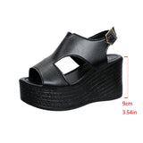 Thick-Soled Sandals Women's Large Code 2025 Summer New Sloped Sandals High Heel Waterproof Table Buckle Women's Shoes HZ0115