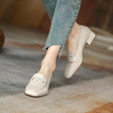 Small Leather Shoes Female British Wind 2025 Spring And Autumn New Coarse Heel Single Shoes One Foot Pedalle Shoes Women's Heel HZ0115