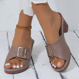 Fish Mouth Slippers Women 2025 Summer New Size Coarse And Fang Buckle Type High Heel Slippers HZ0115
