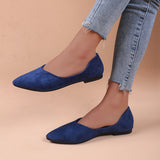 2025 New Flat-Soled Single Shoes Women's Shoes Large-Size Bean Shoes Light-Mouthed Sharp Casual Light Single Shoes HZ0115