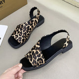 Leopard Sandals Women 2025 Summer New Large-Size Fish Mouth Side Empty Fashion Thick Heel Low-Heeled Sandals Tide HZ0115