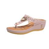 2025 Summer Women's Thick Bottom Slippers Large-Size Clip Toe Slope And Thick Bottom Slippers Round Head Wearing Slippers HZ0115
