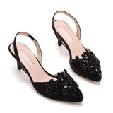 6 Cm Light-Mouthed Pointed Sandals Discolored Cloth Thin Heel Large Banquet Sandals Women 42 Yards 43 Yards High Heel Sandals HZ0115