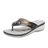 2025 Flip-Flop Metal Buckle Beach Sandals Women's Slope And Leisure Women's Cool Slippers Non-Slip Round Head New HZ0115