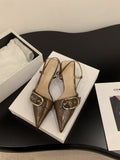 Small French Silver High-Heeled Shoes Bag Head Sandals Fairy Shoes 2025 New Spring And Summer Temperament Pointy Single Shoes HZ0115
