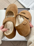The Thick Soles Of The High Mary Jane Shoes Plus Velvet Women 2025 Autumn And Winter Magic Sticker Casual Hairy Shoes HZ0115