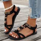 Flat-Bottomed Large-Size Sandals Women 2025 Summer New Bohemian Women's Casual Tight Sandals With Beach Sandals HZ0115
