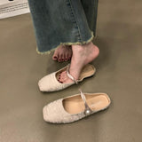 Flat Bottom Bao Head Half Slippers Women's Shoes Wear 2025 Spring And Summer French Mary Jane Half-Shoe Breathable Comfortable HZ0115