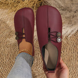 2025 Summer And Autumn New Soft Leather Flat Soles Women's Round Head Shallow One-Foot Pedal Large Size Women's Shoes HZ0115