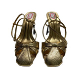 Yujie Temperament Golden High-Heeled Women 2025 New Cross-Heeled Sandals Summer Skirt Wearing Fish Mouth Roman Shoes HZ0115