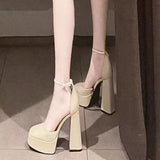 Ultra-High Heel Barbie Shoes Children 2025 New Spring And Autumn Beige Baotou Mary Cherish Coarse Sandals Wedding Shoes HZ0115