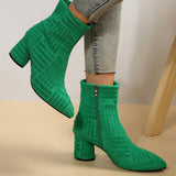 Large-Size Towel Women's Cloth High-Heeling Boots Solid Color Side Zipper Tip Short Fashion Coarse And 2025 New Model HZ0115