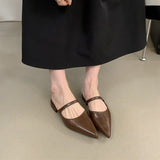 Women's Top Half Slippers Women Summer Wear Pointed Soft Leather Evening Shoes Gentle Fairy Wind Flat Bottom Of The Mole HZ0115
