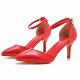 7 Cm Large-Size Sandals Fine-Heeled Pointed Sandals White Pointed Shoes Women's High Heels Wedding Shoes HZ0115