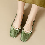 Super Soft ~ Sweet Pearl Flat-Bottom Ballet Single Shoes Women's New Chinese Style Soft-Soled Bean Shoes Grandmother Shoes HZ0115