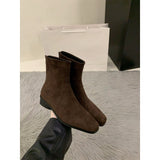 Rough Velvet Korean Small Ankle Boots Women's Shoes 2025 New Autumn And Winter Martin Boots Slim Skinny Short Boots HZ0115