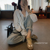 Handmade Shoes ~ Silver Training Shoes Women's 2025 New Sports Leisure Flat Shoes HZ0115