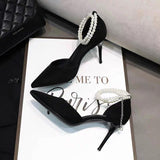 Summer High Heels Women 2025 New Small Heel Small Velvet Small Fragrant Temperament With Skirt High Heels Single Shoes HZ0115