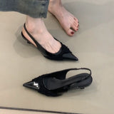 French Gentle Temperament Pointed High-Heeled Shoes Women's Light Mouth Folds Low Heel Single Shoes Behind The Empty Head Sandals HZ0115