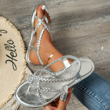 2025 Summer New Women's Flat-Soled Sandals Large-Size Casual Toe Braided With Flat-Soled Sandals HZ0115