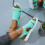 2025 Summer New Women's Sandals Large-Size Breathable Elastic Fly Weaving Flat Bottom Casual Women's Shoes HZ0115