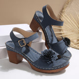 2025 New Slope And Thick-Soled Sandals Women's Shoes Coarse Heel Large-Size Flower Decoration With Sandals HZ0115