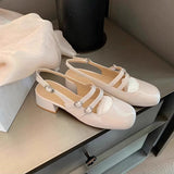 Mary Jane Shoes Women's French Retro Small Red Shoes In The Summer Of 2025 New Double Buckle Shallow Mouth Coarse Single Shoes HZ0115