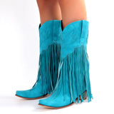 Autumn And Winter New Retro Handmade Shoes Coarse High Heel Mid-Heeled Boots PU Pointed Large Yard Flow Su Boots HZ0115