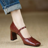 French Retro Square Shallow Mouth Mary Jane Single Shoes Women's Spring 2025 New Word Buckle Lady Casual Single Shoes HZ0115