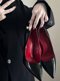 Red-Soled Black High-Heeled Women's Fine Heel Sexy Night Scene 2025 Spring And Autumn New Bed Patent Leather Pure Lusty Single Shoes HZ0115