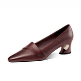Vintage Pointed Light Mouth Heel Single Shoes Women's Coarse Leather Shoes 2025 Spring And Autumn New Fashion Large Size Women's Shoes HZ0115