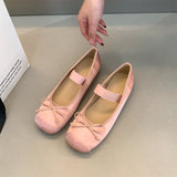 Gentle And Sweet Word With Bow Bean Shoes Female Flat Pig Nose Shoes Ballerina Single Shoes HZ0115