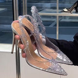 Transparent Crystal Baotou Sandals Women 2025 Summer New Water Drill Tip Light-High High-Heeled Shoes Behind The Empty Fine Heel Single Shoes HZ0115