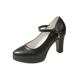 Waterproof Table High Heel Mary Jane Fashion Women's Shoes 2025 New Design Feels Comfortable One-Word Sexy Women's Shoes Large Size HZ0115