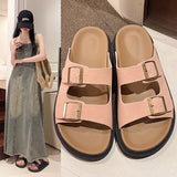 Fashion Thick Boken Slippers Women Wear 2025 Summer New French Leisure Soft Base Cool Drag Anti-Slip One-Word Drag HZ0115
