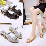 Cold Slippers Women 2025 Summer Water Diamond Lily With A Word Wearing Fashion One Shoe Two Wearing Sandals HZ0115